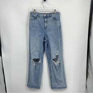 Express jeans 90’s Wide-Leg Super High-Rise distressed knee holes Sz‎ 12 R